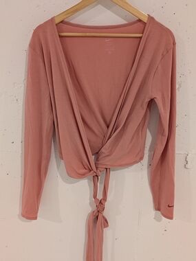 Nike Mauve Tie-Front Long Sleeve Top